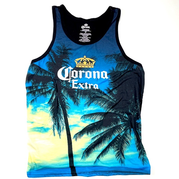 Corona Extra Palm Tree Beach Ocean Tank Top - Size Medium - Picture 1 of 4